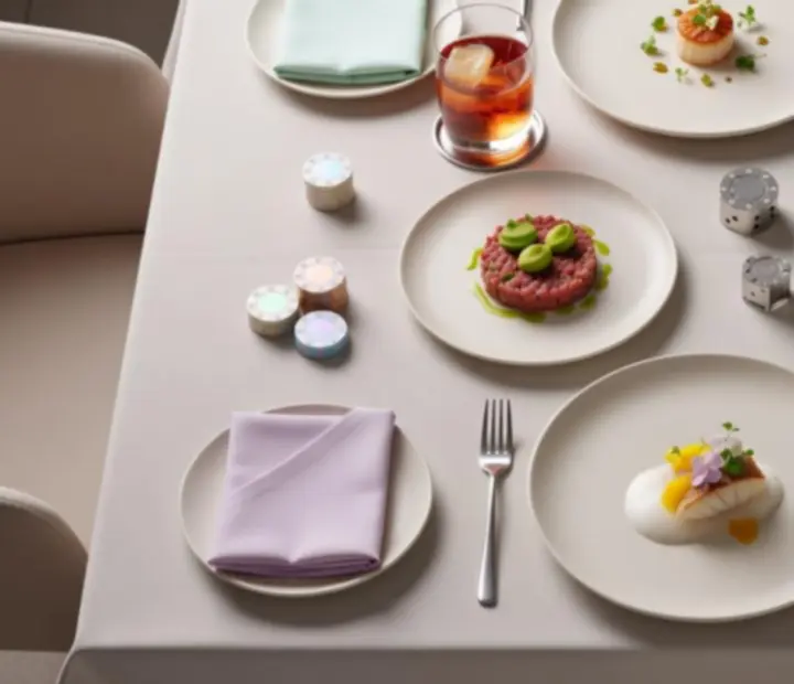 Elegancko podane dania i koktajle serwowane podczas wieczoru tematycznego w restauracji Kragostrelia