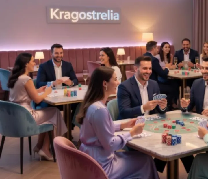 Stół do gier z kartami i żetonami podczas wieczoru tematycznego w restauracji