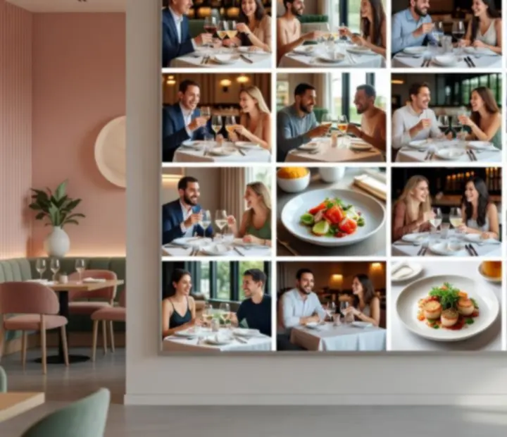 Montaż zdjęć z eleganckich wydarzeń w restauracji