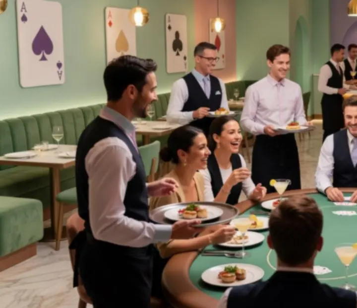 Zdjęcie z wieczoru tematycznego w restauracji Kragostrelia z gośćmi przy stołach i rekreacyjnymi grami