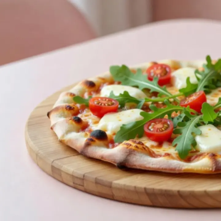 Pizza z pieca na cienkim cieście z dodatkami warzyw i ziół
