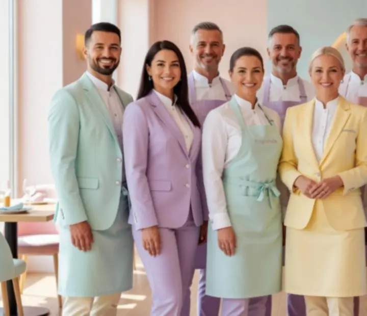 Zespół restauracji Kragostrelia w eleganckim, jasnym wnętrzu